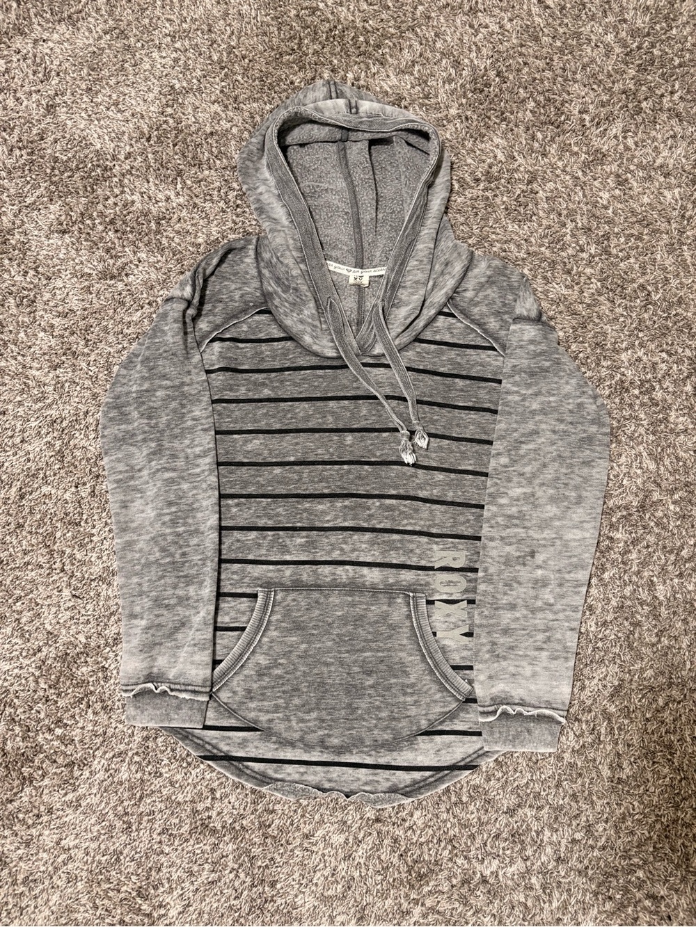 Roxy Heather Gray Striped Hooded Pullover